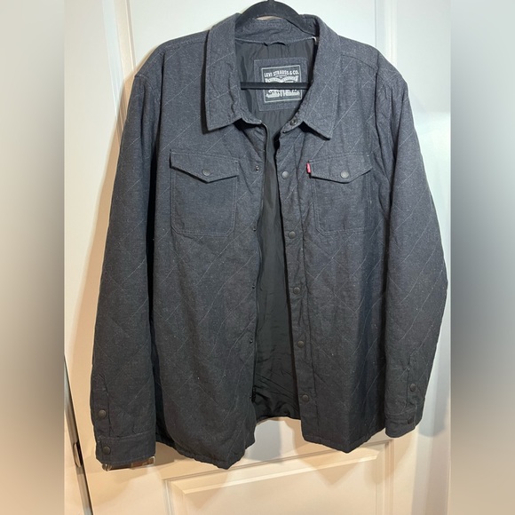 Levi's Men's Diamond Quilted Shirt Jacket, Charcoal, XX-Large - Picture 1 of 16